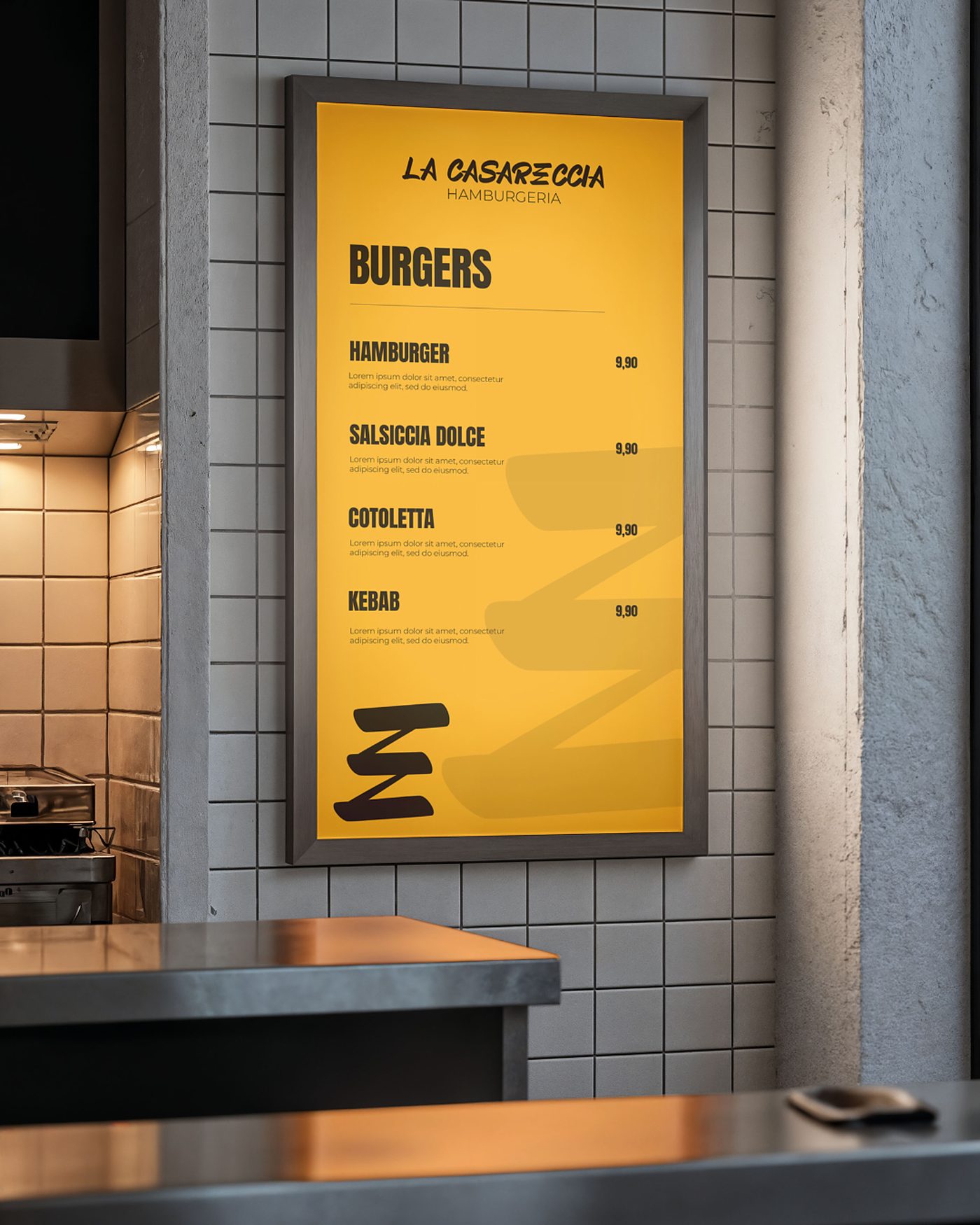 Il menu del locale